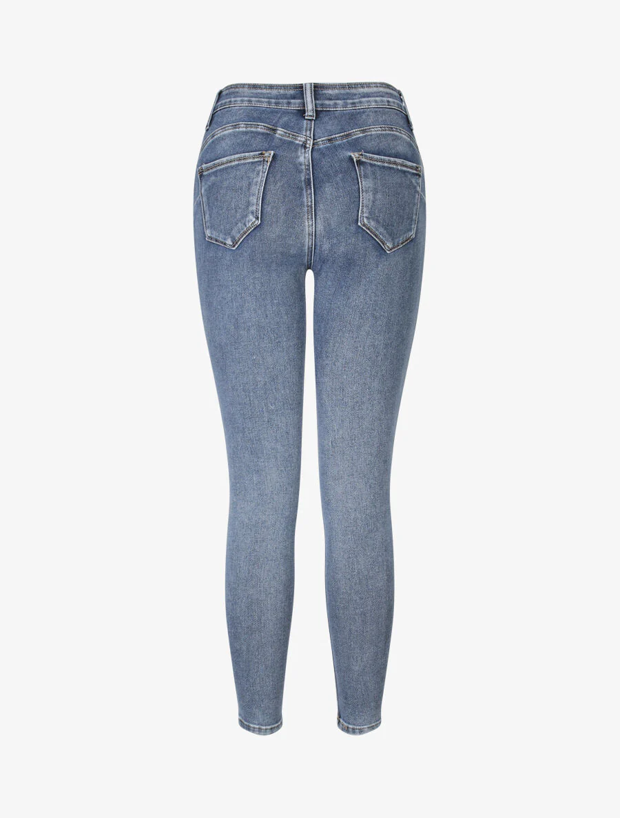 Jeans slim à taille haute - Bleu clair - Image 2