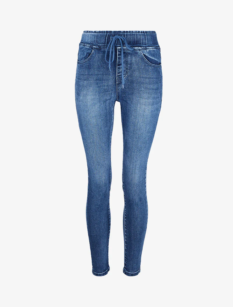 Jogpant en jean skinny délavé - Bleu denim - Image 3