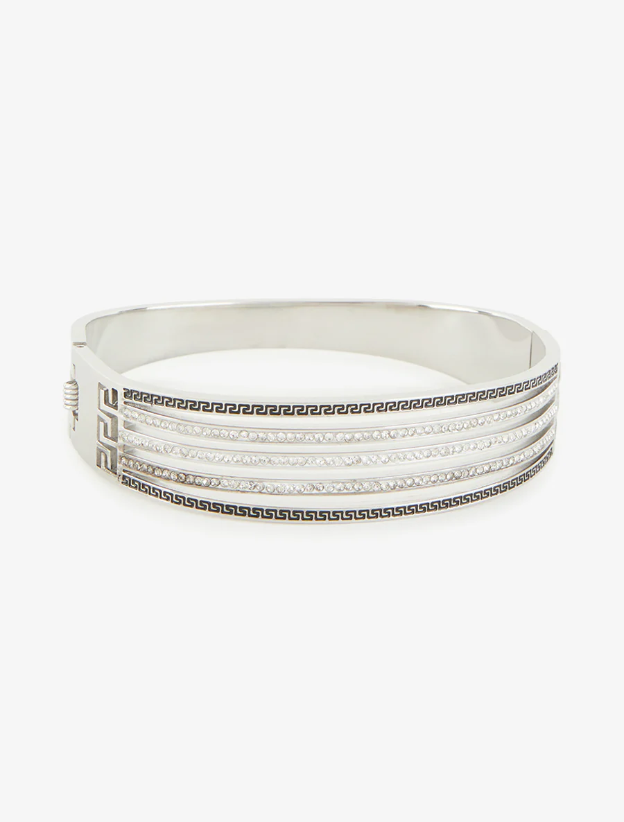 Jonc à strass et gravures - Argent - Image 2