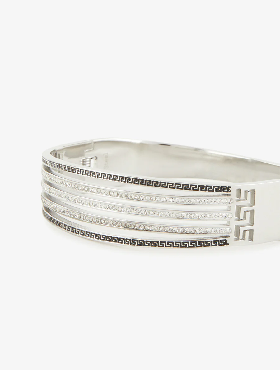 Jonc à strass et gravures - Argent - Image 3