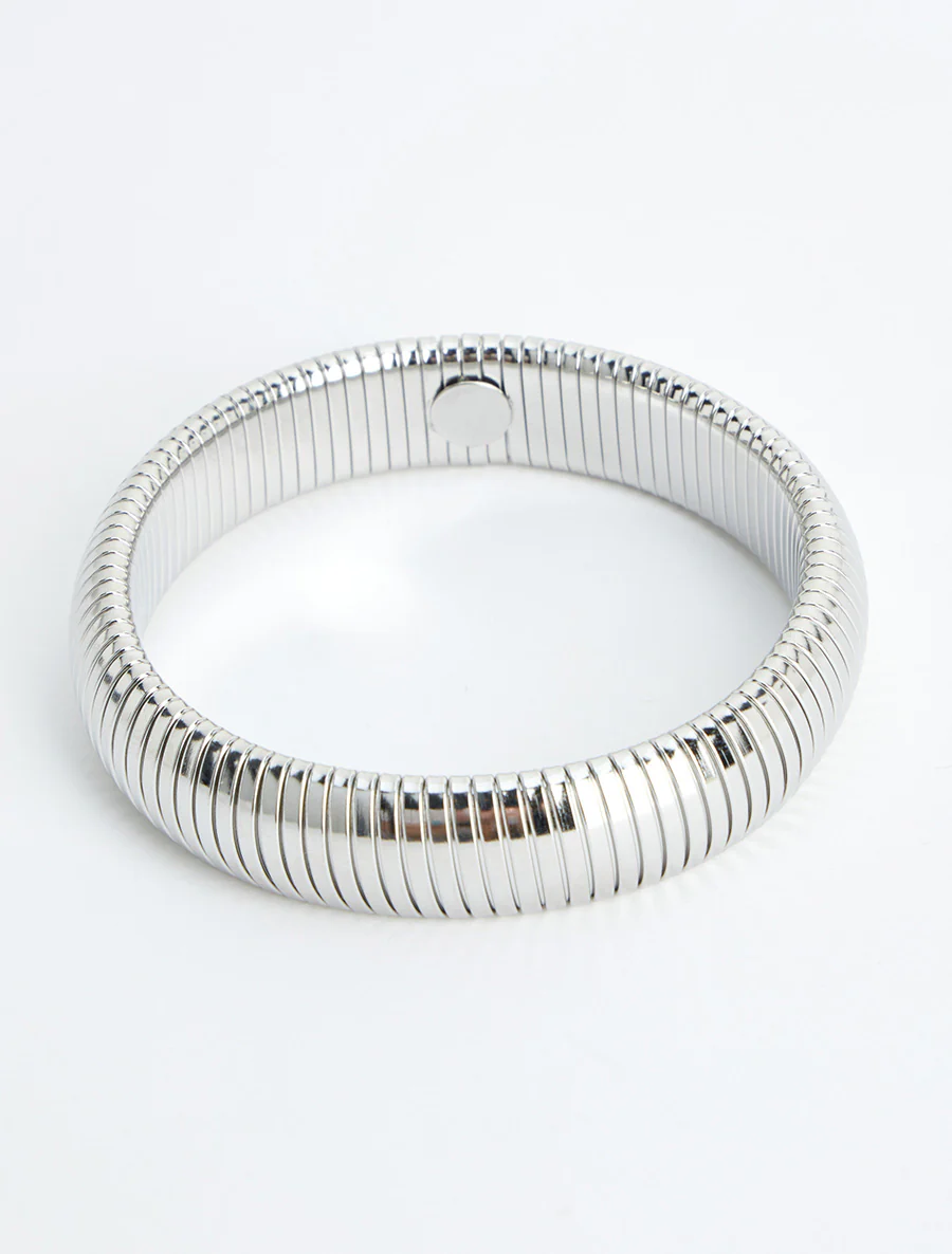 Jonc élastiqué strié - Argent - Image 2