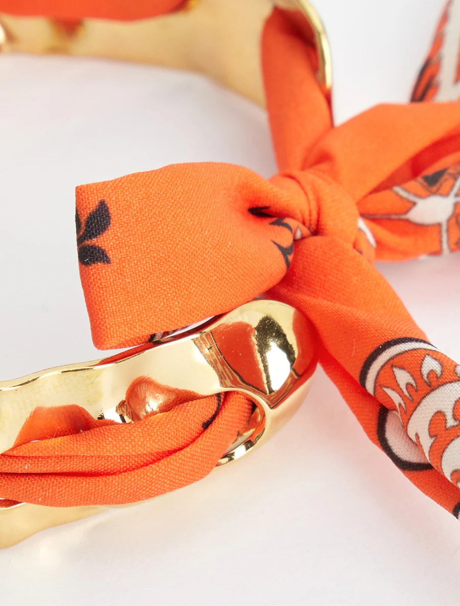 Jonc martelé à lien décoratif style bandana - Orange - Image 3