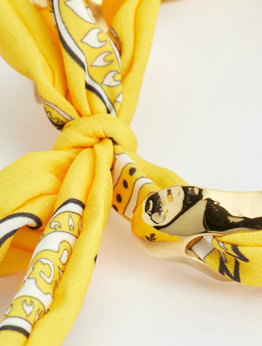Jonc martelé à lien décoratif style bandana - Jaune - Image 3