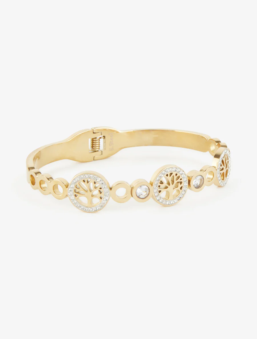 Jonc motif arbre et strass - Or - Image 2