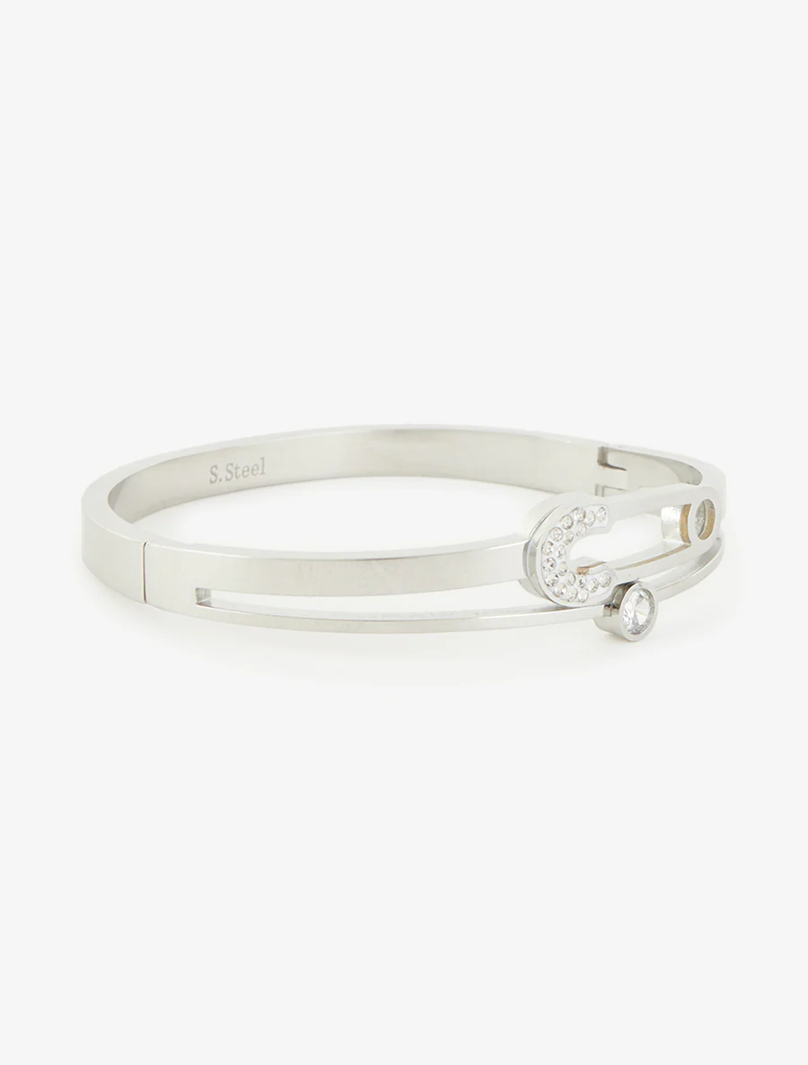 Jonc motif épingle et strass - Argent - Image 2