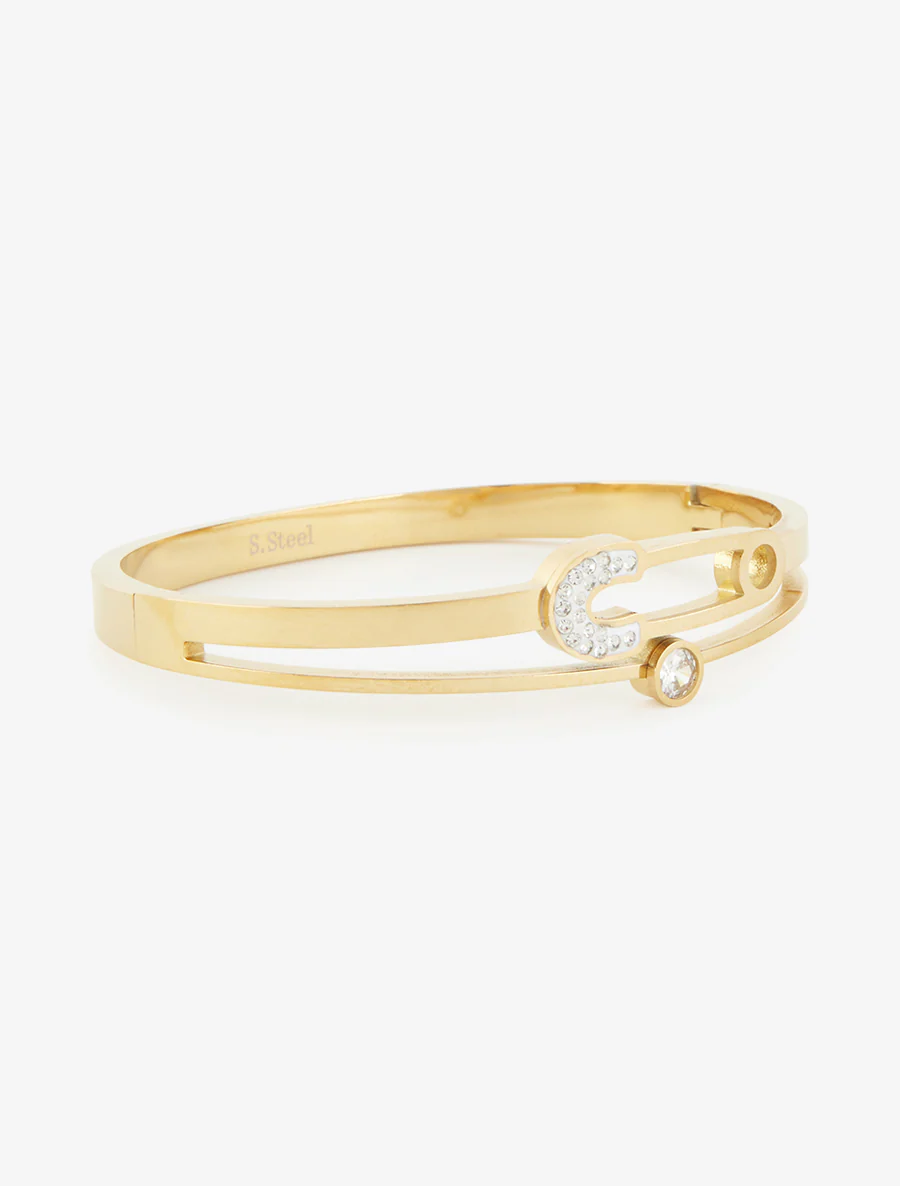 Jonc motif épingle et strass - Or - Image 2