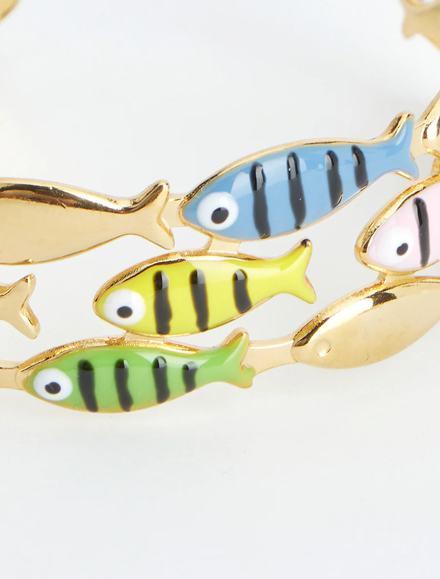 Jonc motif poissons - Or - Image 3