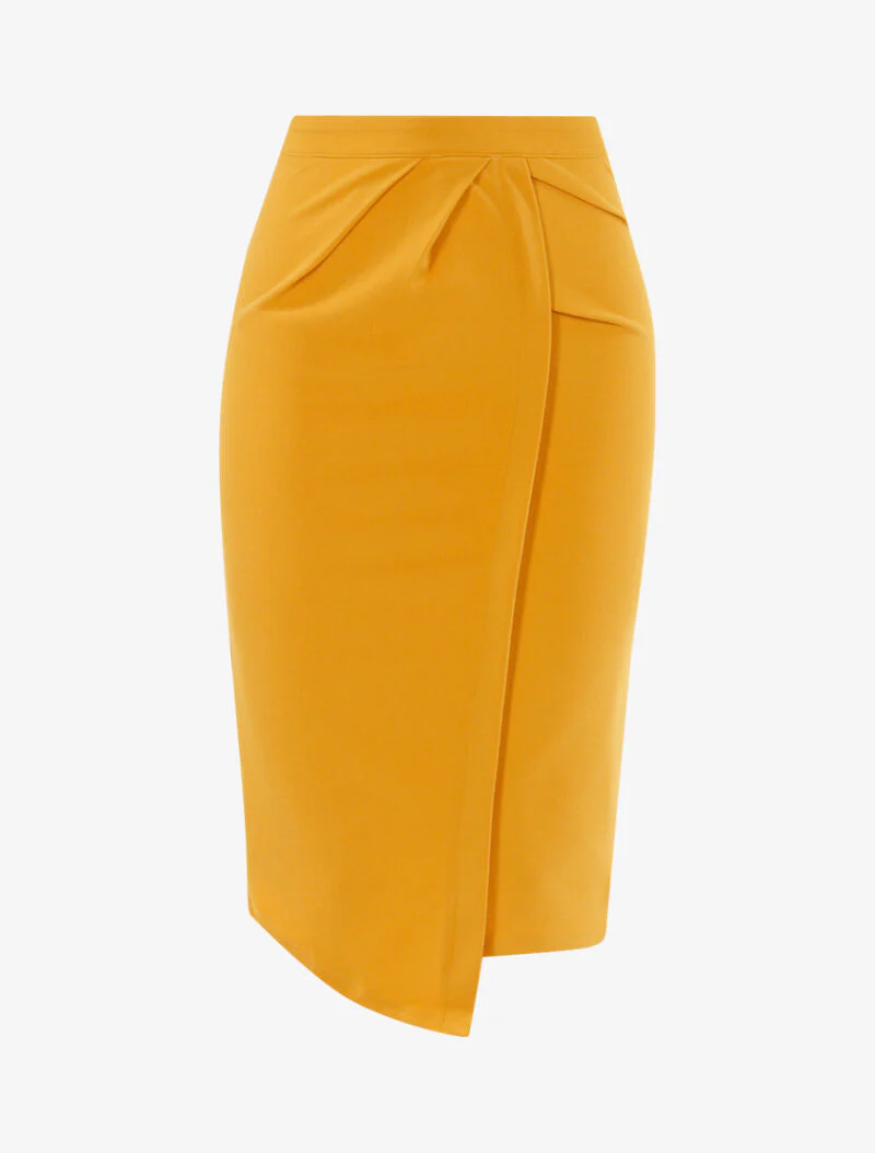 Jupe à fronces et bord asymétrique - jaune