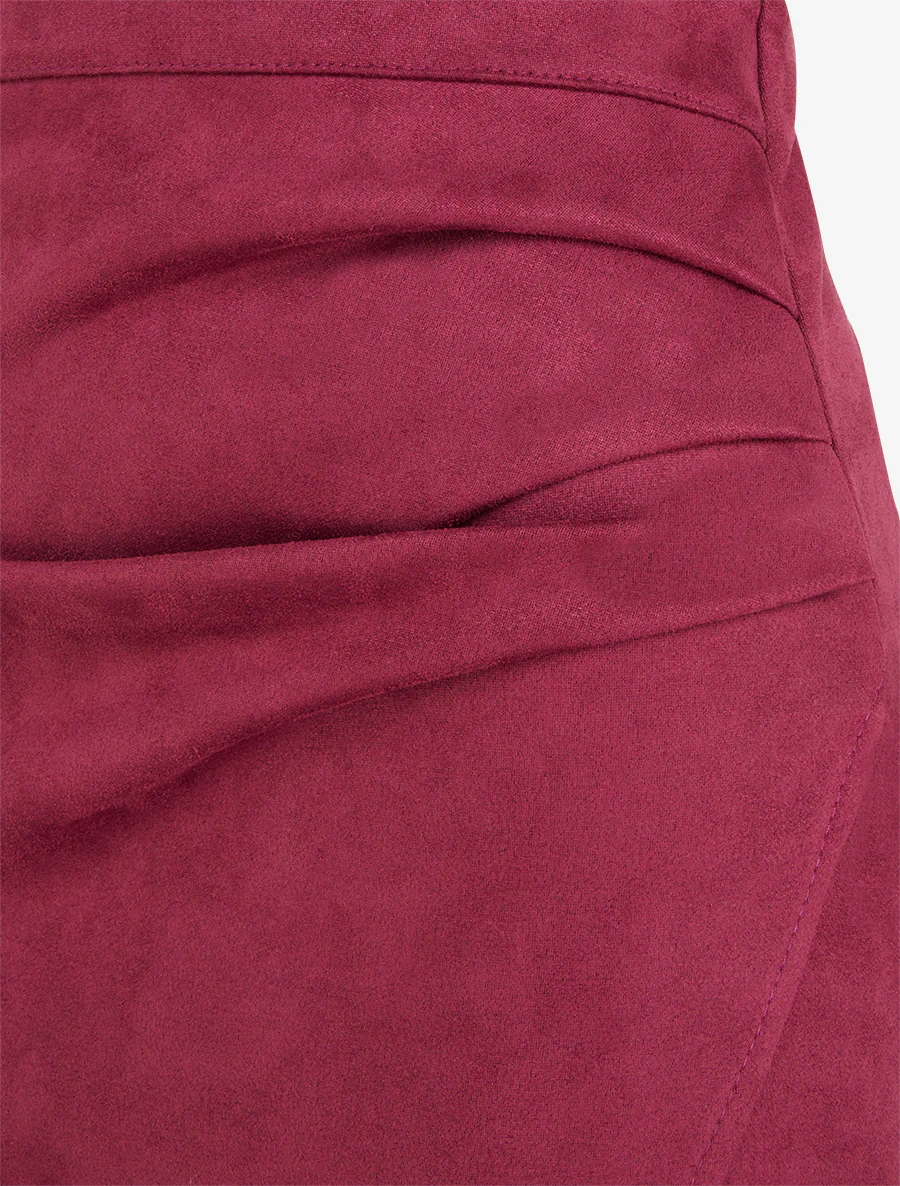Jupe asymétrique en suédine - Lie de vin - Image 3