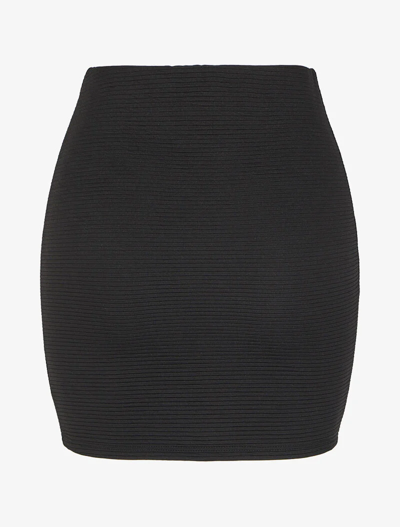 Jupe côtelée à taille haute - Noir - Image 2