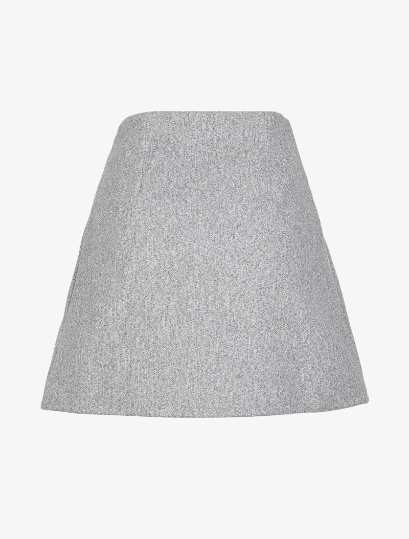 Jupe coupe trapèze à boutons argentés - Gris chiné - Image 2