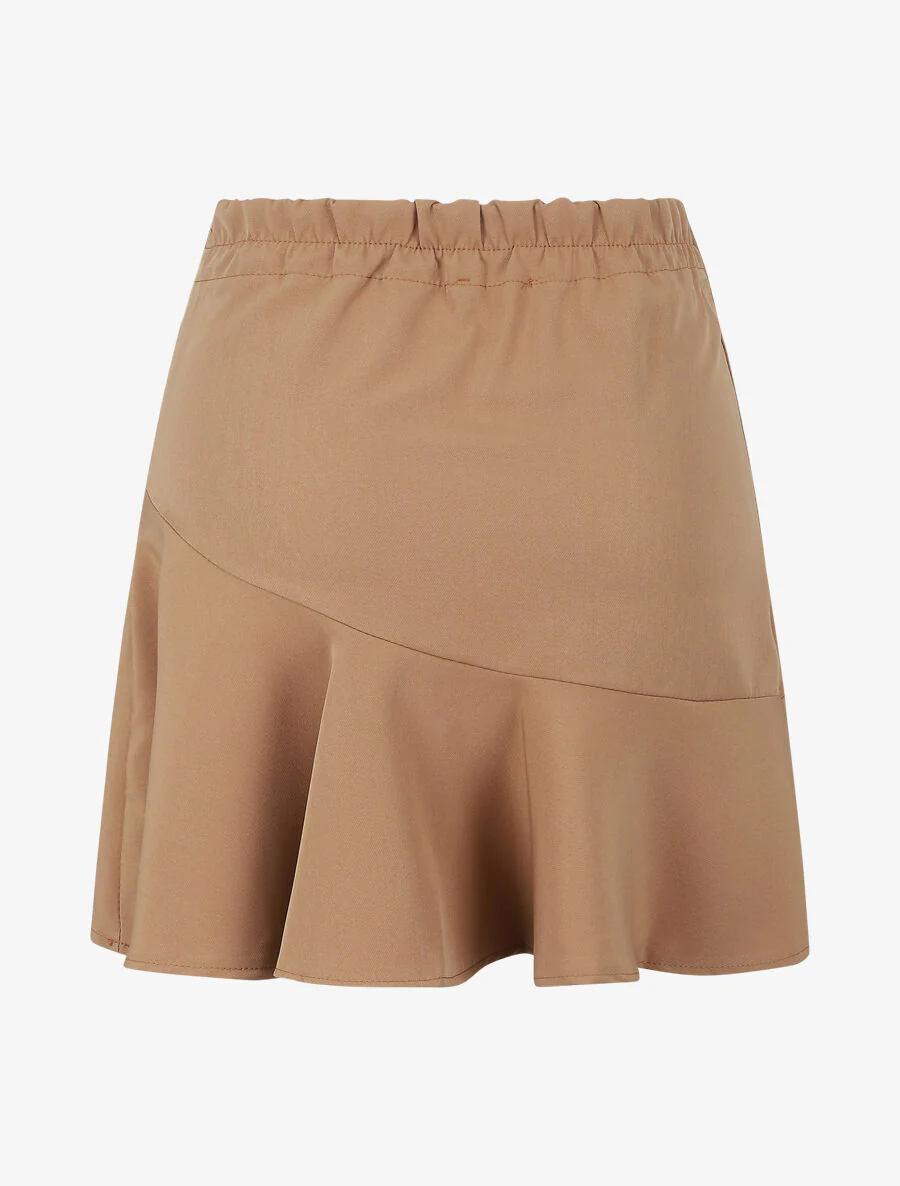 Jupe courte coupe patineuse à taille élastiquée - Camel - Image 2
