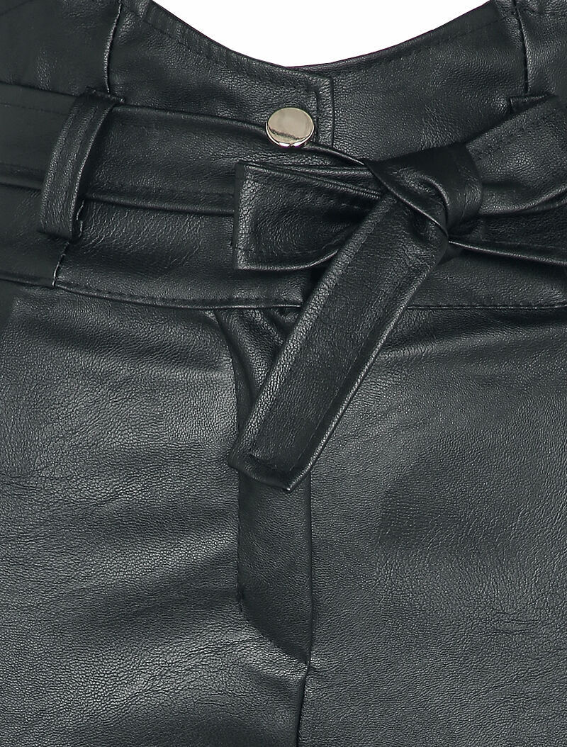 Jupe courte en simili à taille empire asymétrique - Noir - Image 3