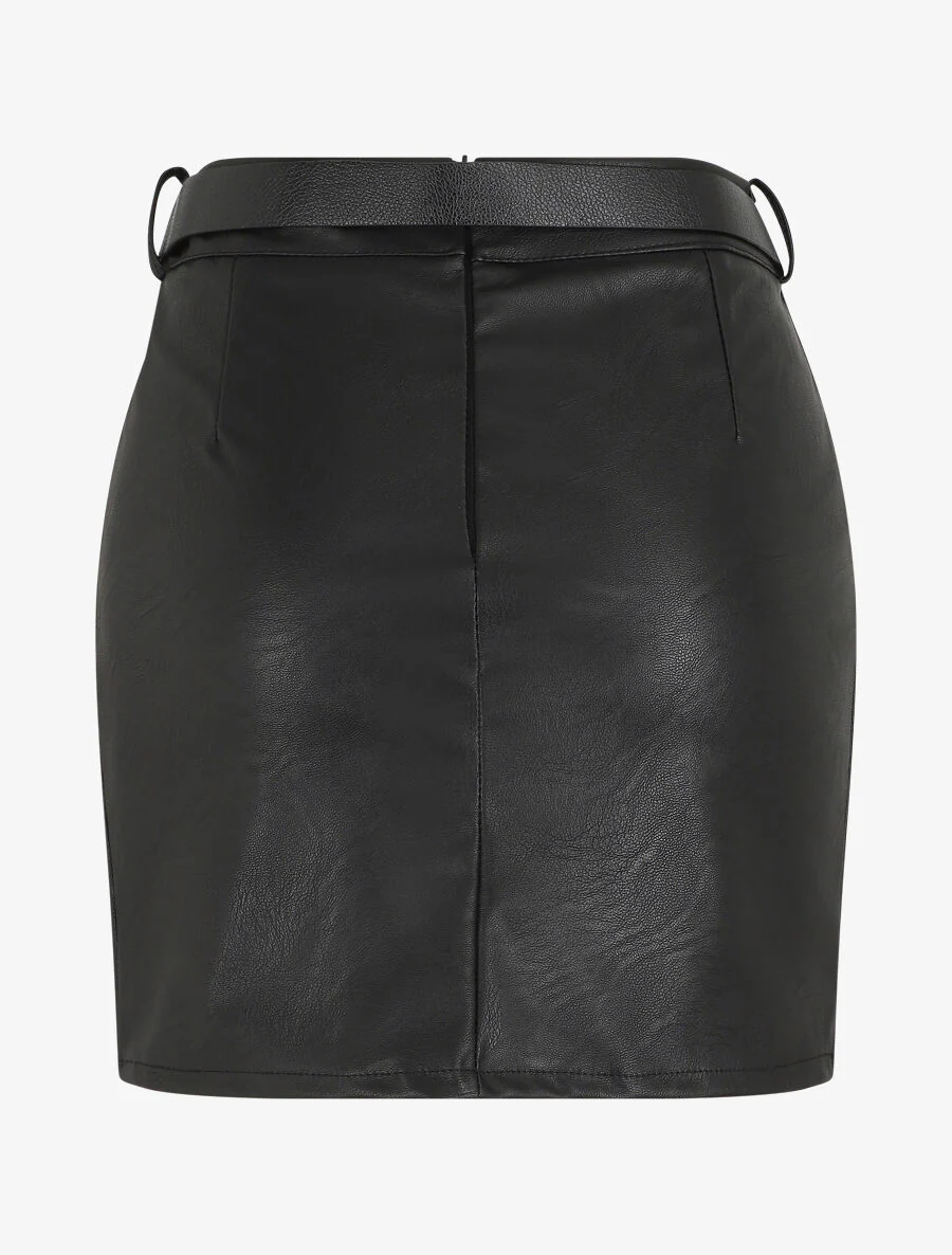Jupe courte en simili - Noir - Image 2