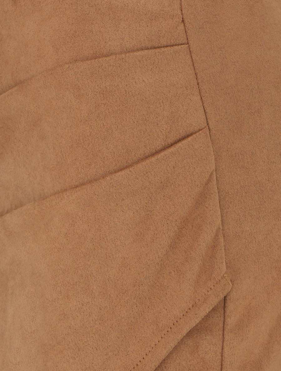 Jupe courte en suédine - Camel - Image 3