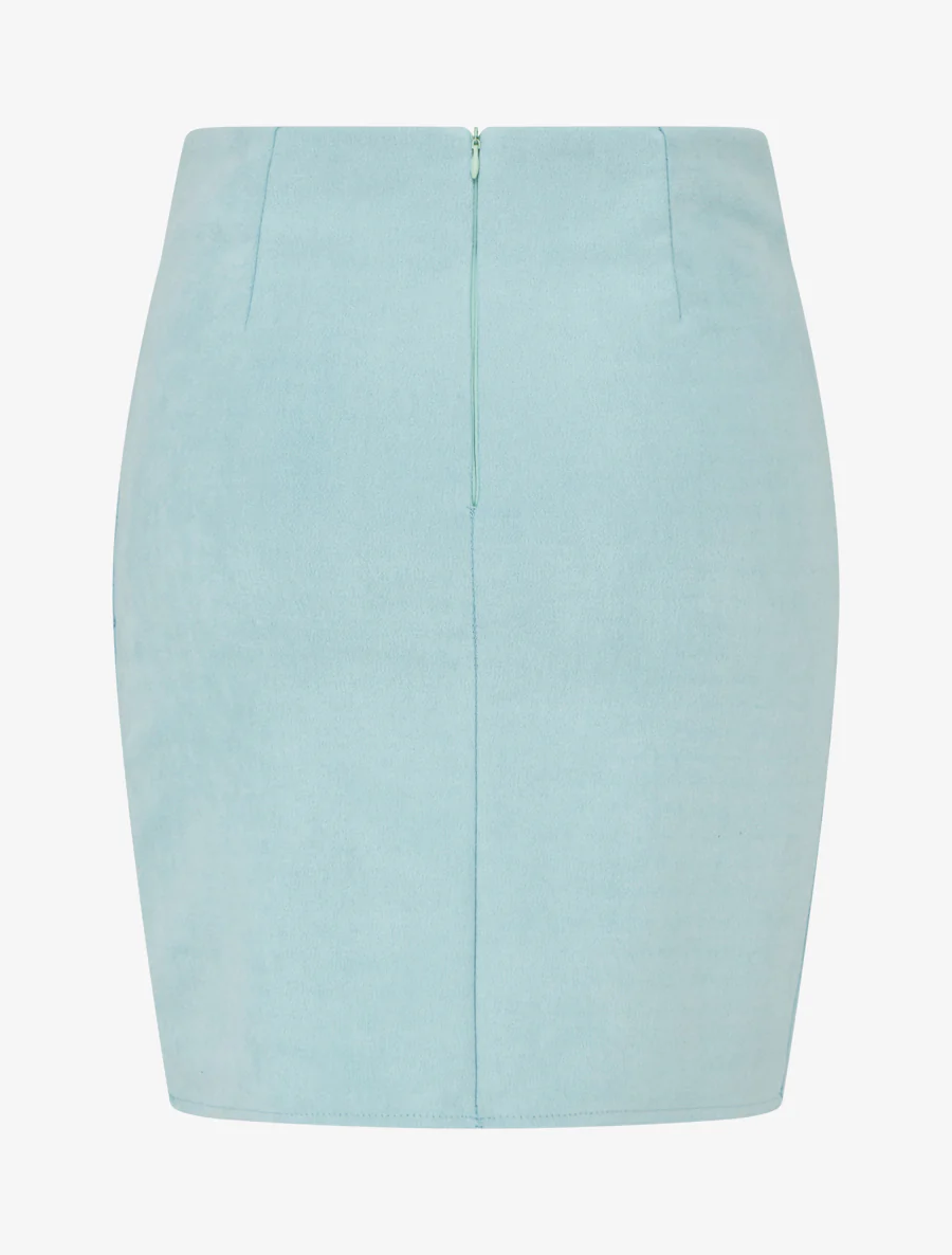 Jupe courte en suédine - Turquoise - Image 2