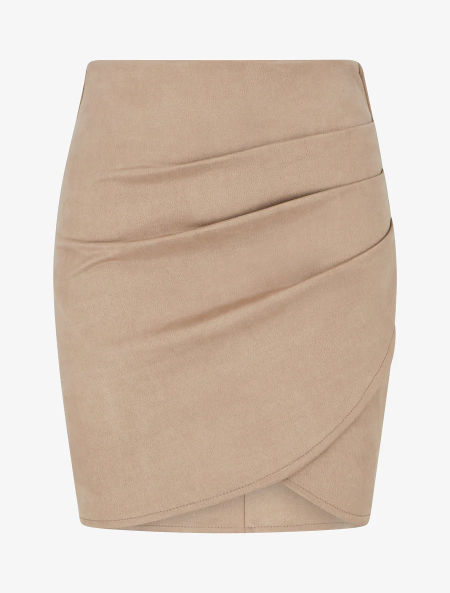 Jupe courte en suédine - Beige