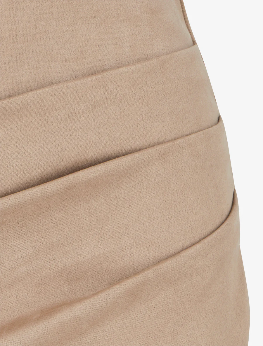 Jupe courte en suédine - Beige - Image 3