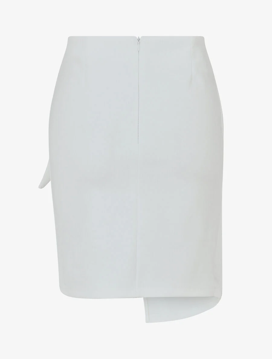 Jupe courte en suédine syle portefeuille - Blanc - Image 2