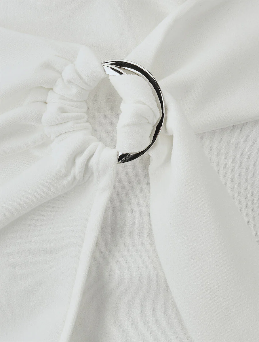Jupe courte en suédine syle portefeuille - Blanc - Image 3