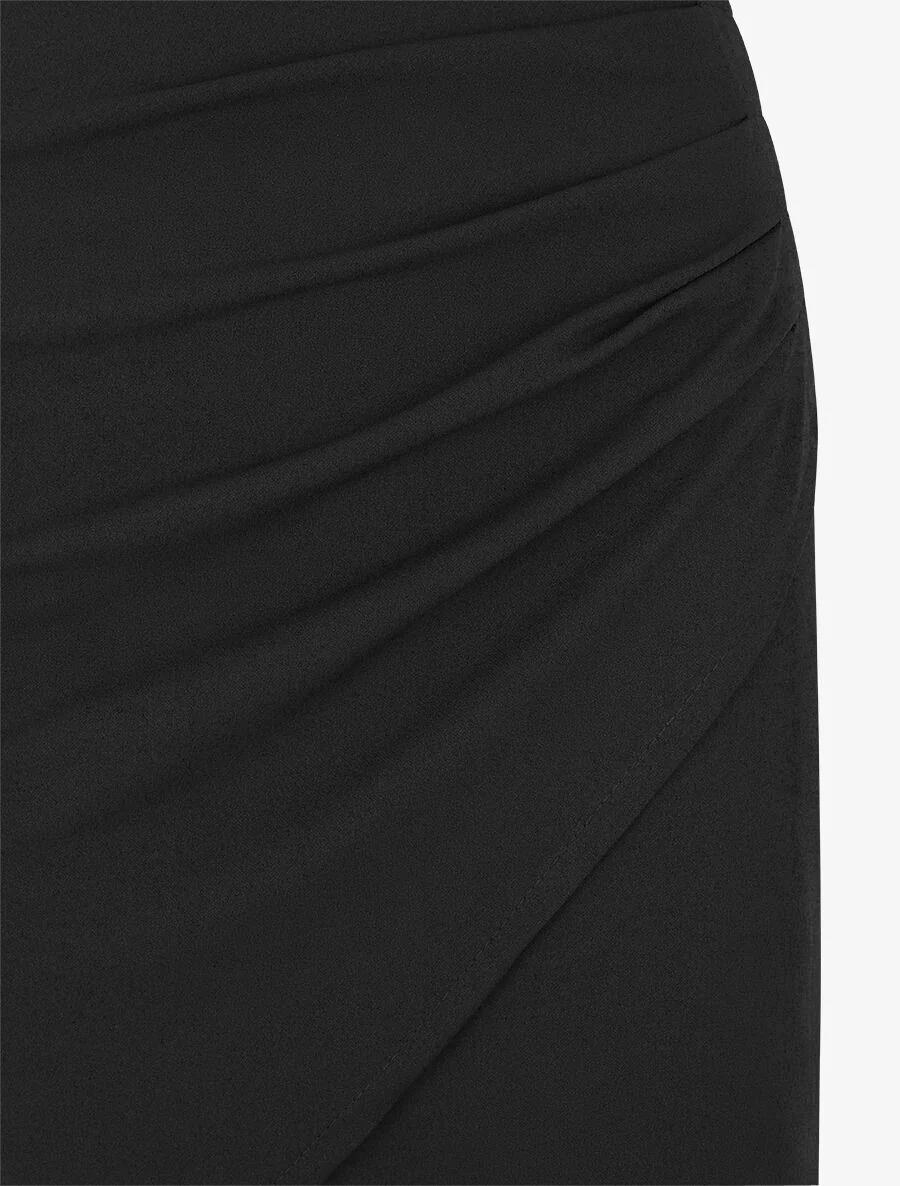 Jupe courte portefeuille et plissée - Noir - Image 3