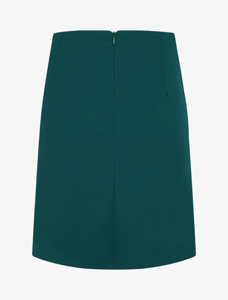 Jupe courte portefeuille et plissée - Vert sapin - Image 2