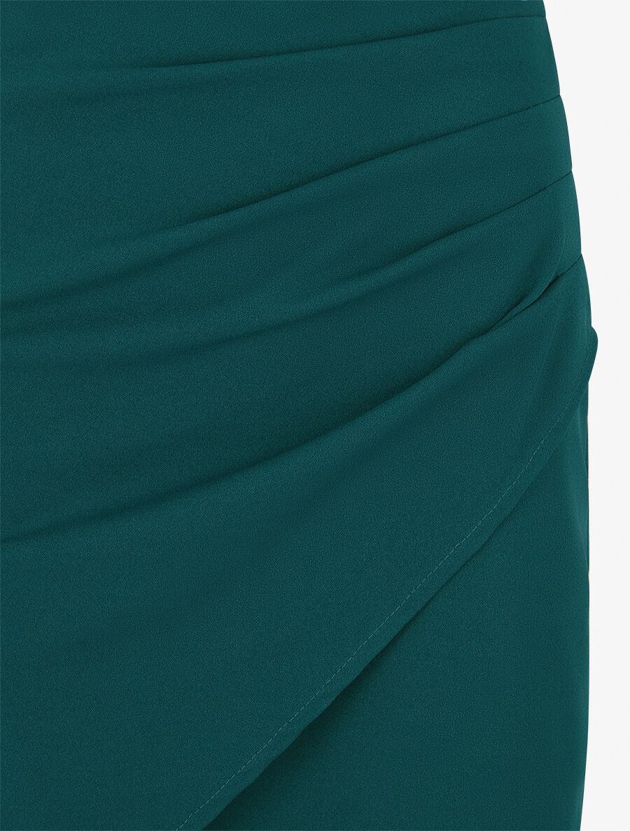 Jupe courte portefeuille et plissée - Vert sapin - Image 3