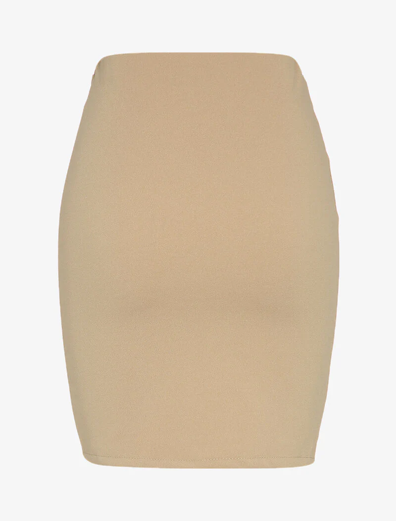 Jupe crayon à ceinture en trompe l'oeil - Beige - Image 2