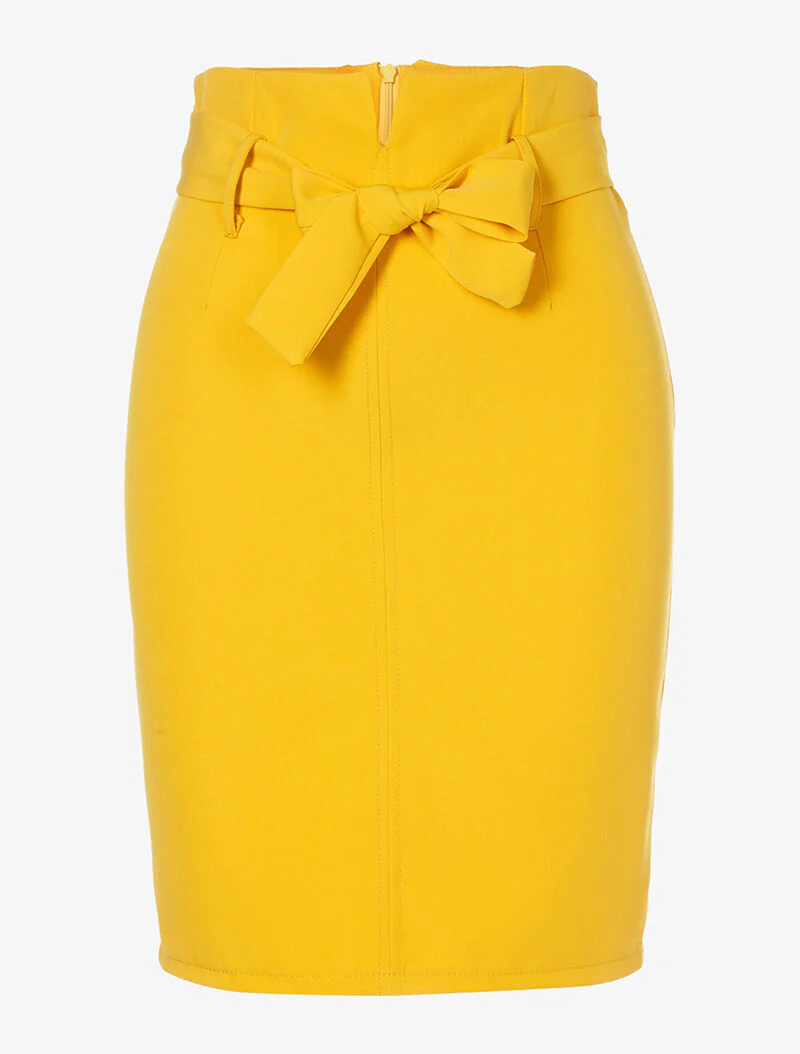 Jupe crayon avec ceinture - jaune