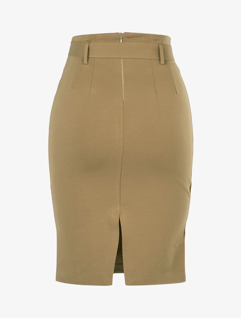 Jupe crayon taille haute - taupe - Image 2