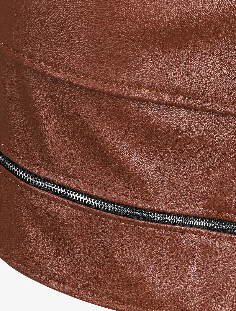 Jupe croisée à bord zippé - Marron - Image 3