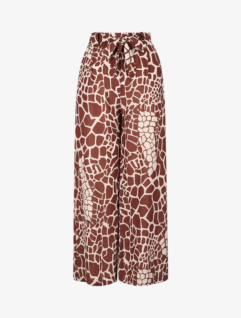 Jupe culotte à imprimé girafe - Marron