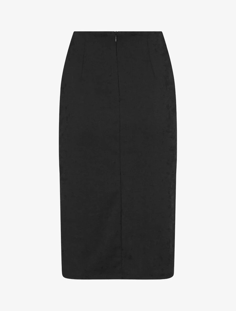 Jupe droite avec boucle décorative - Noir - Image 2