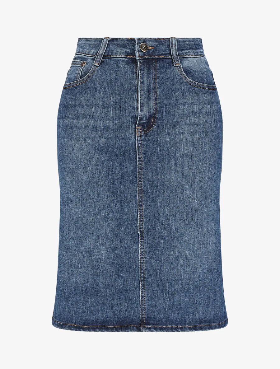 Jupe droite en jean - Bleu