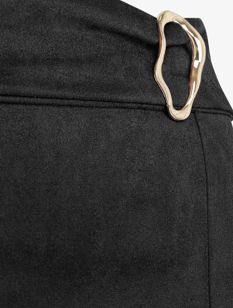 Jupe droite en suédine à boucle - Noir - Image 3