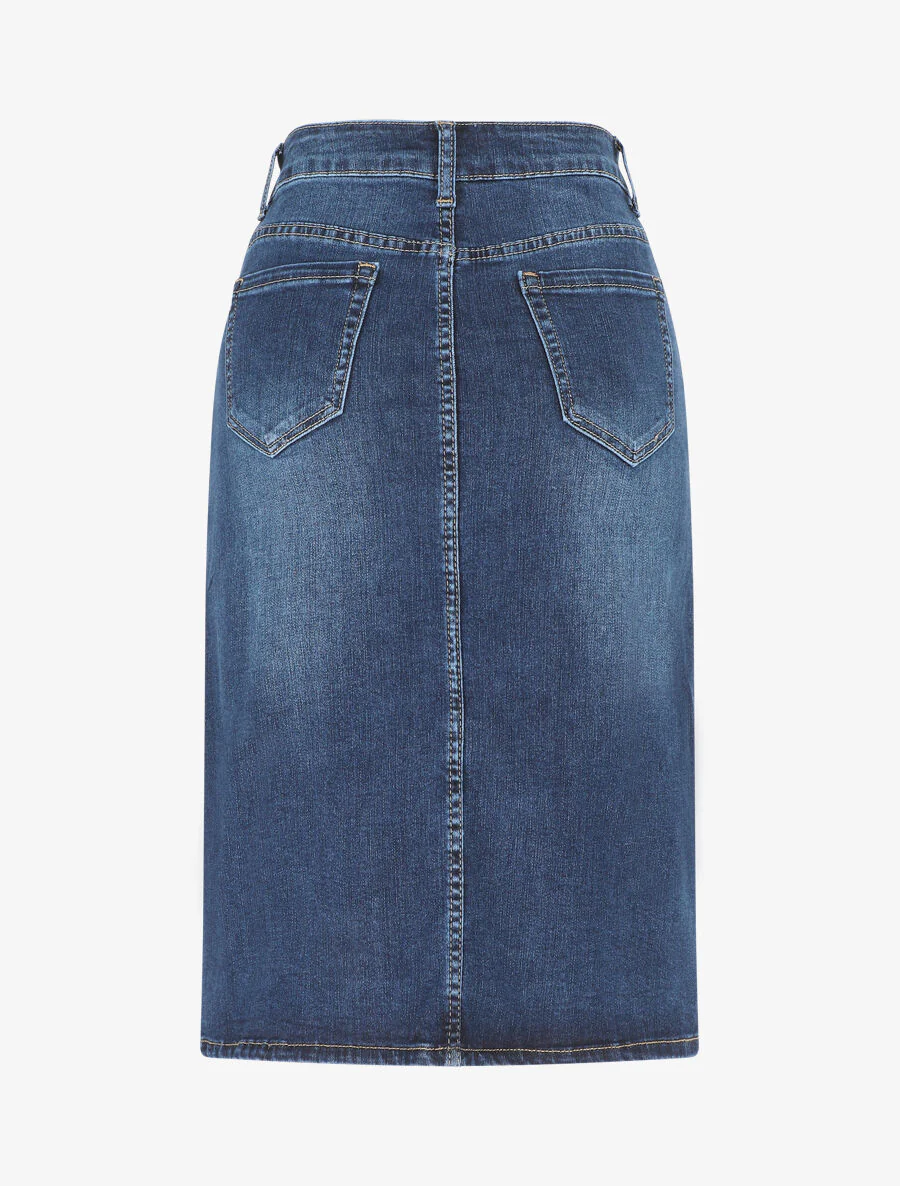 Jupe en jean à boutons - Bleu - Image 2