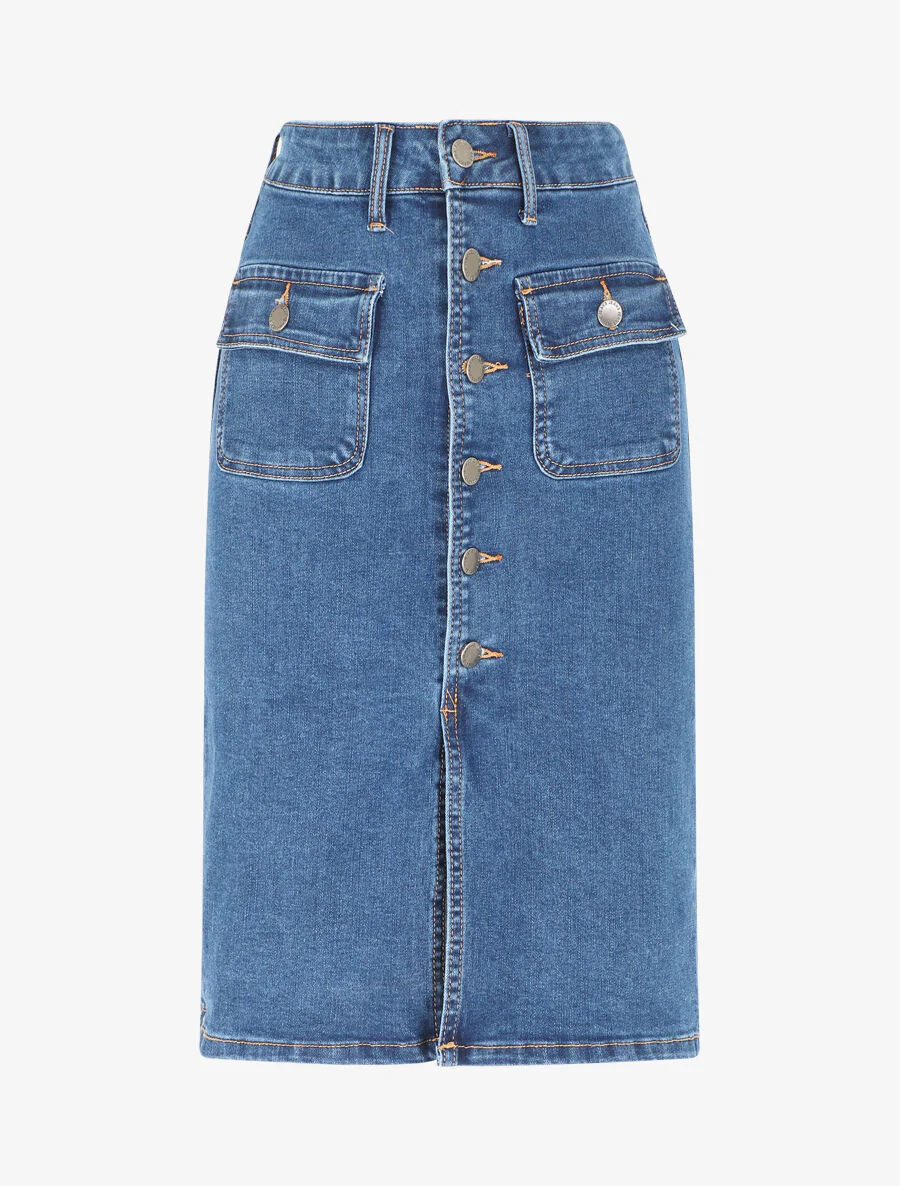Jupe en jean boutonnée - Bleu