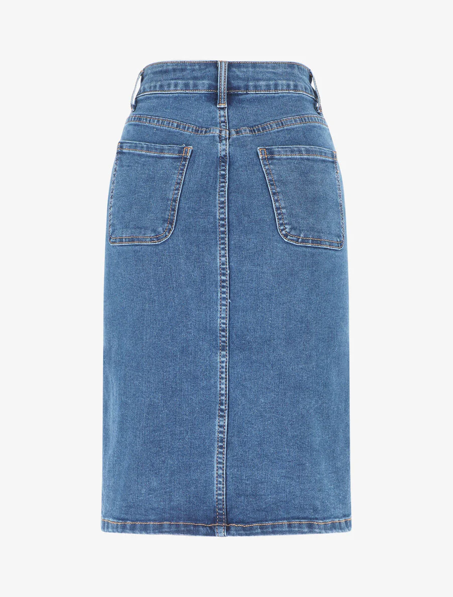 Jupe en jean boutonnée - Bleu - Image 2
