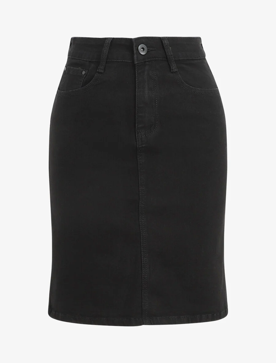 Jupe en jean coupe droite - Noir
