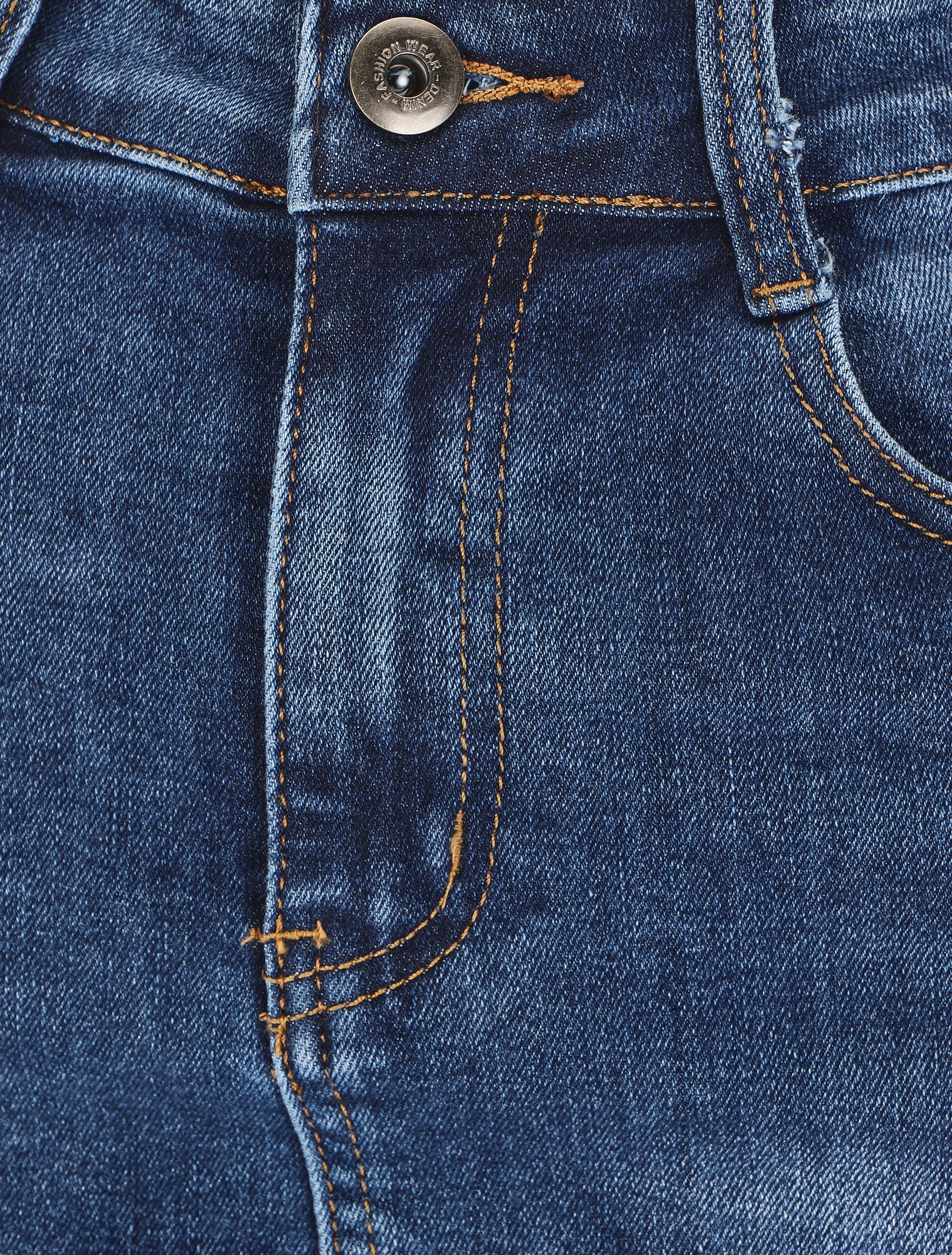 Jupe en jean coupe droite - Bleu - Image 4