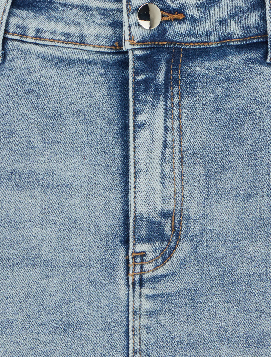 Jupe en jean délavée - Bleu - Image 3