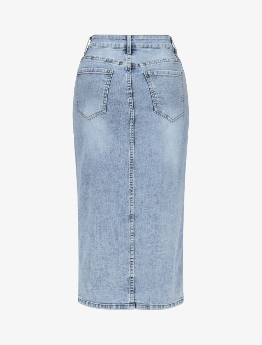 Jupe en jean fendue - Bleu - Image 2