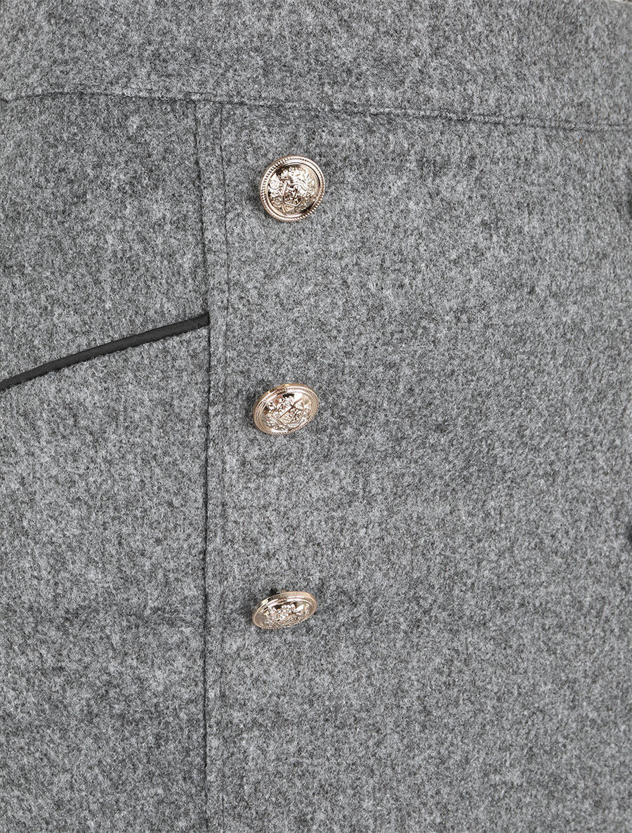 Jupe en laine mélangée à boutons stylisés - Gris foncé - Image 3