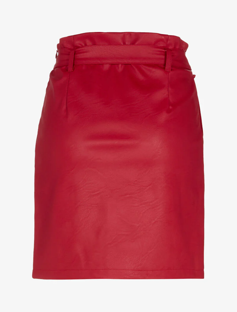Jupe en simili à boutons argentés - rouge - Image 2