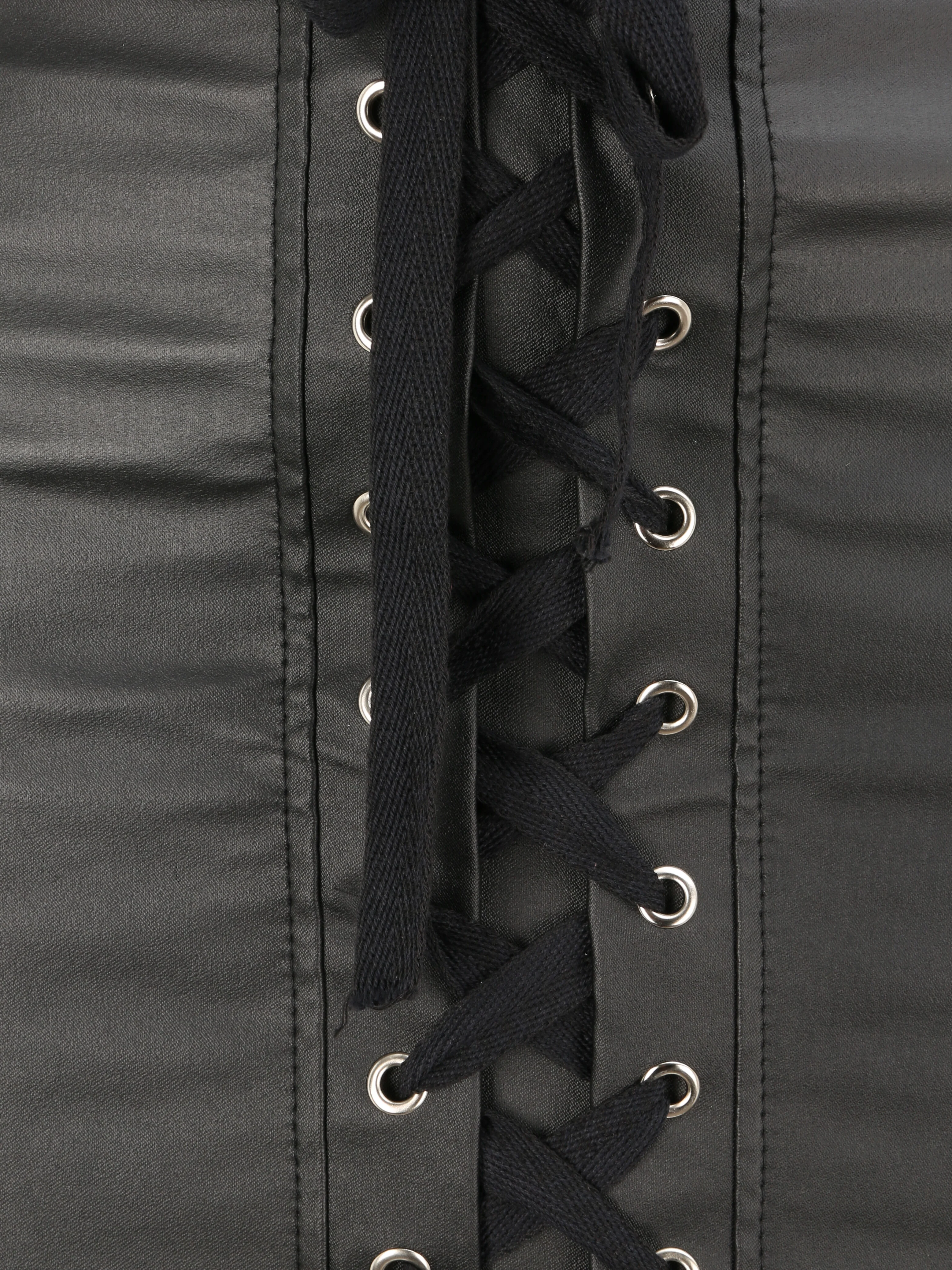 Jupe en simili à lacets - Noir - Image 3