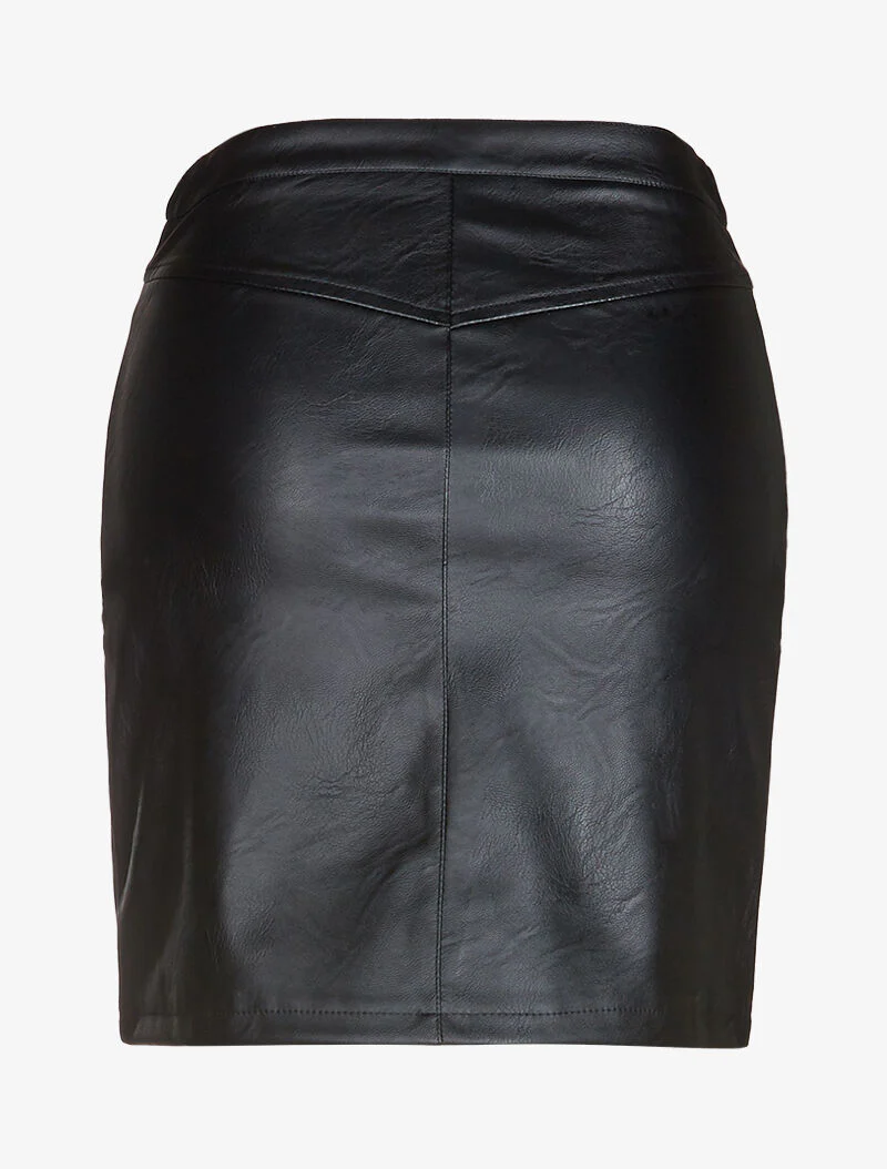 Jupe en simili à poches hautes zippées - noir - Image 2
