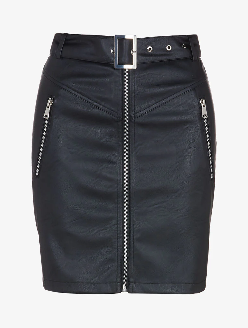 Jupe en simili à poches zippées - noir