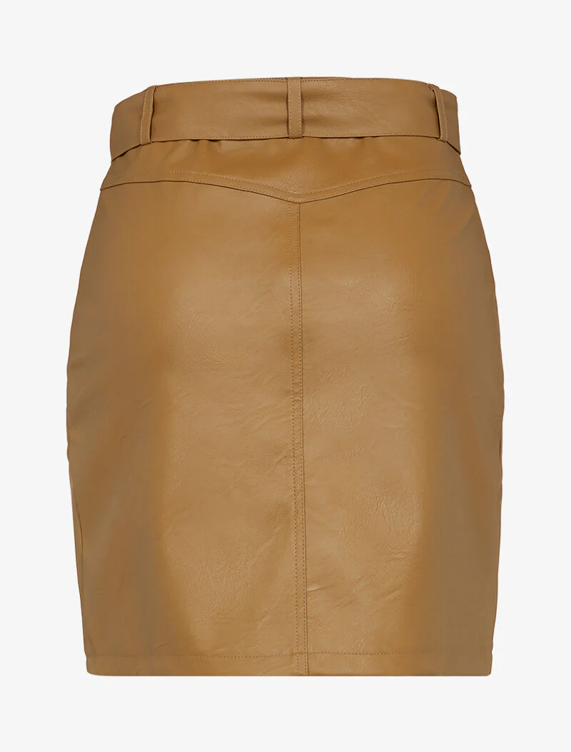 Jupe en simili à poches zippées - marron clair - Image 3