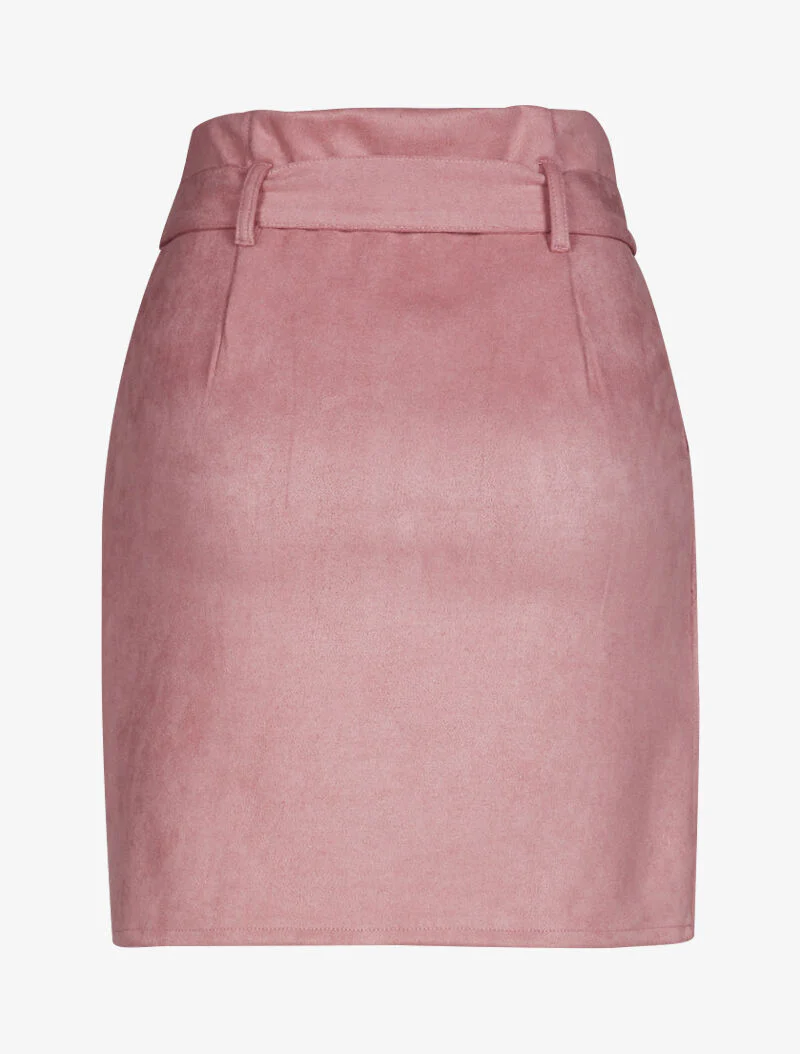 Jupe en suédine à boutons argentés - rose - Image 2