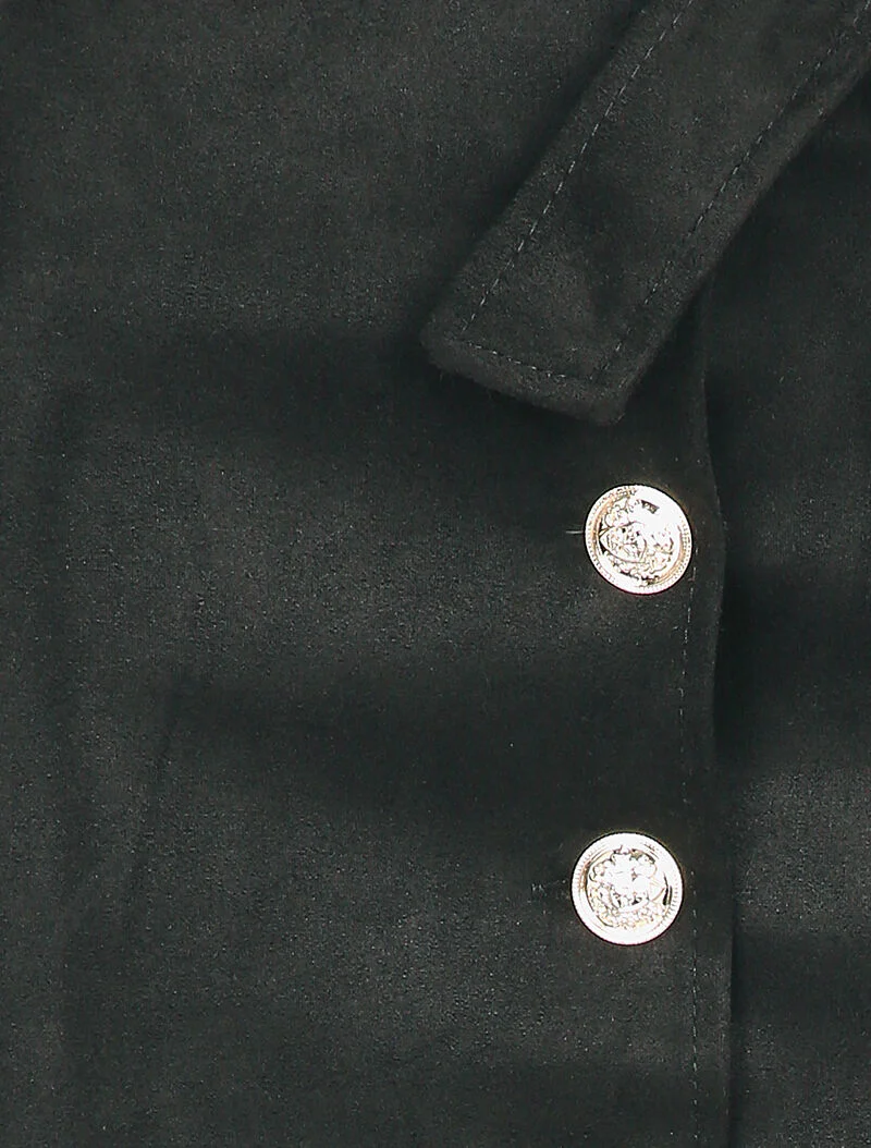 Jupe en suédine à taille empire stylisée - Noir - Image 3